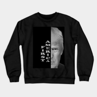 America First Donald Trump text portrait Gifts Republican Conservative Crewneck Sweatshirt